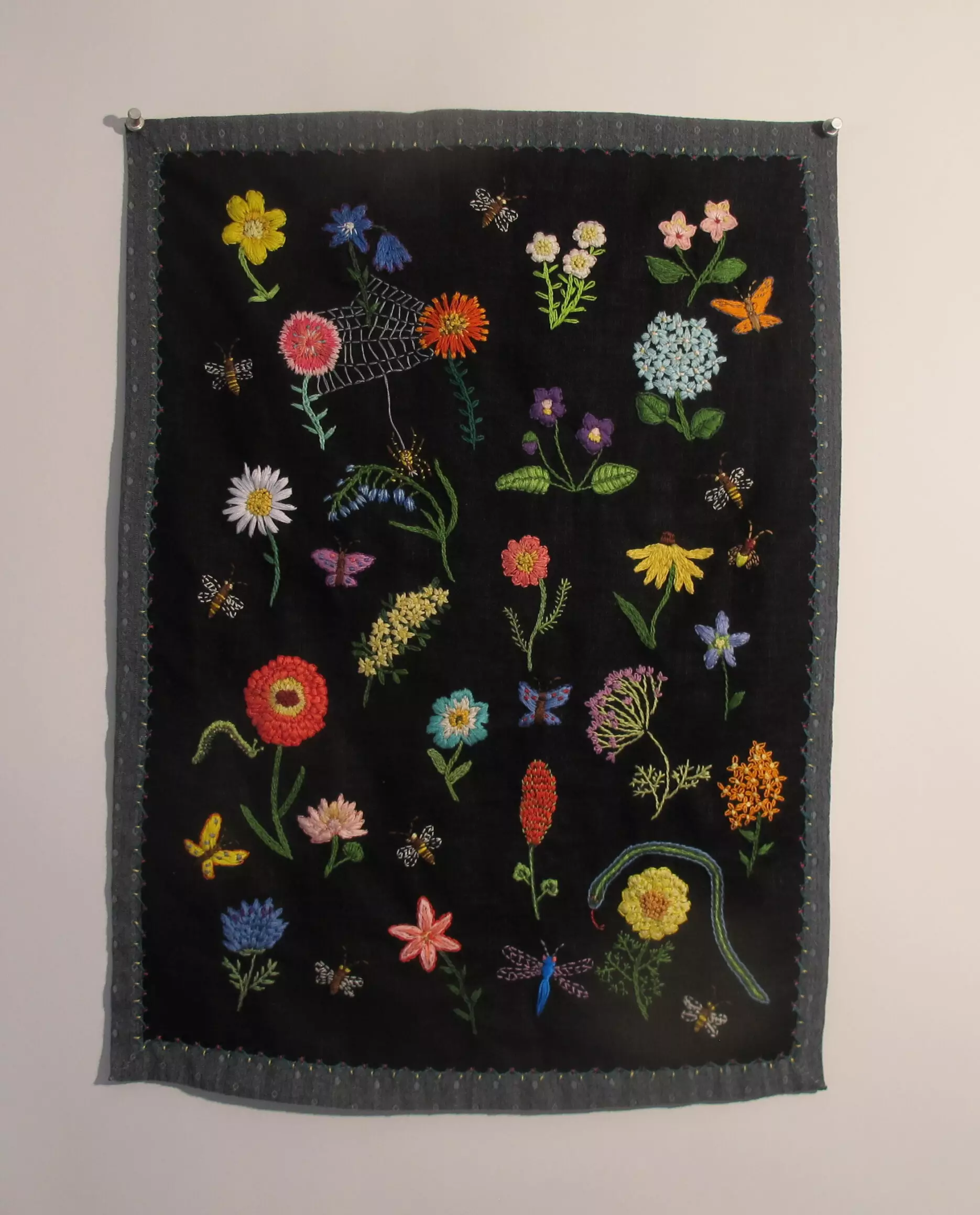 Dark Garden embroidery on linen 20H x 18W 2021Collection of Jon and Elizabeth Brent