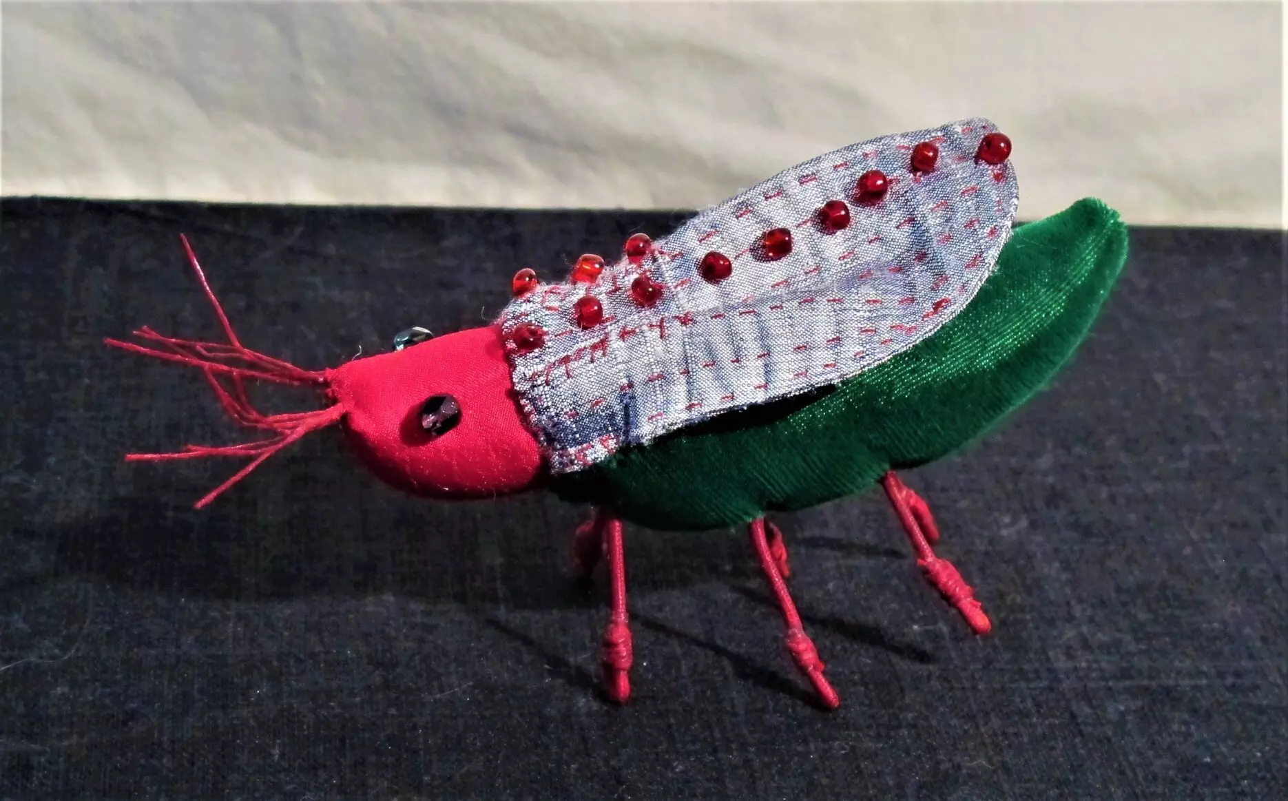 Green Velvet Beaded Silver Wing 2016