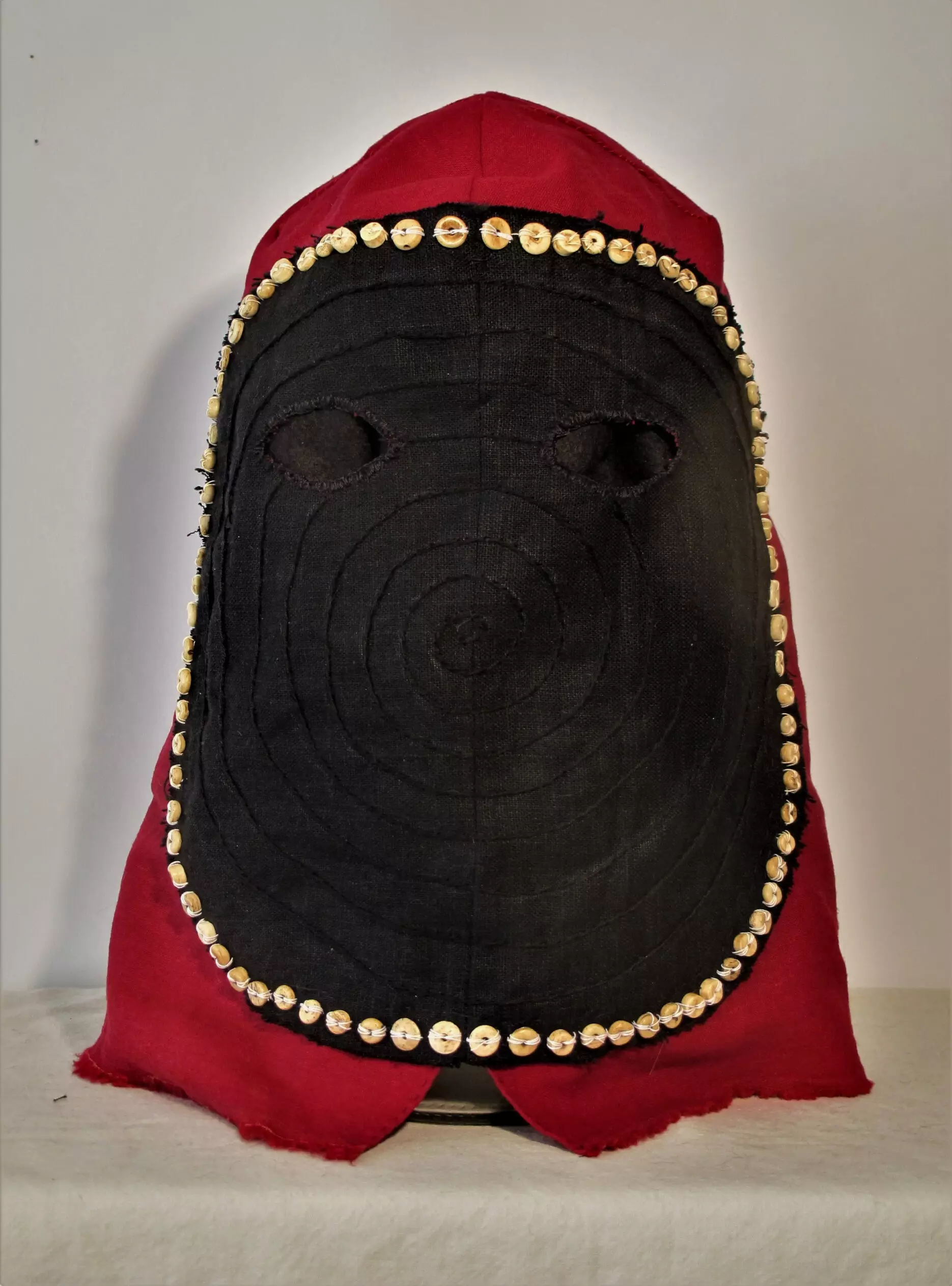 The Void Mask linen, embroidery, beads 13H x 11W x 11D 2021